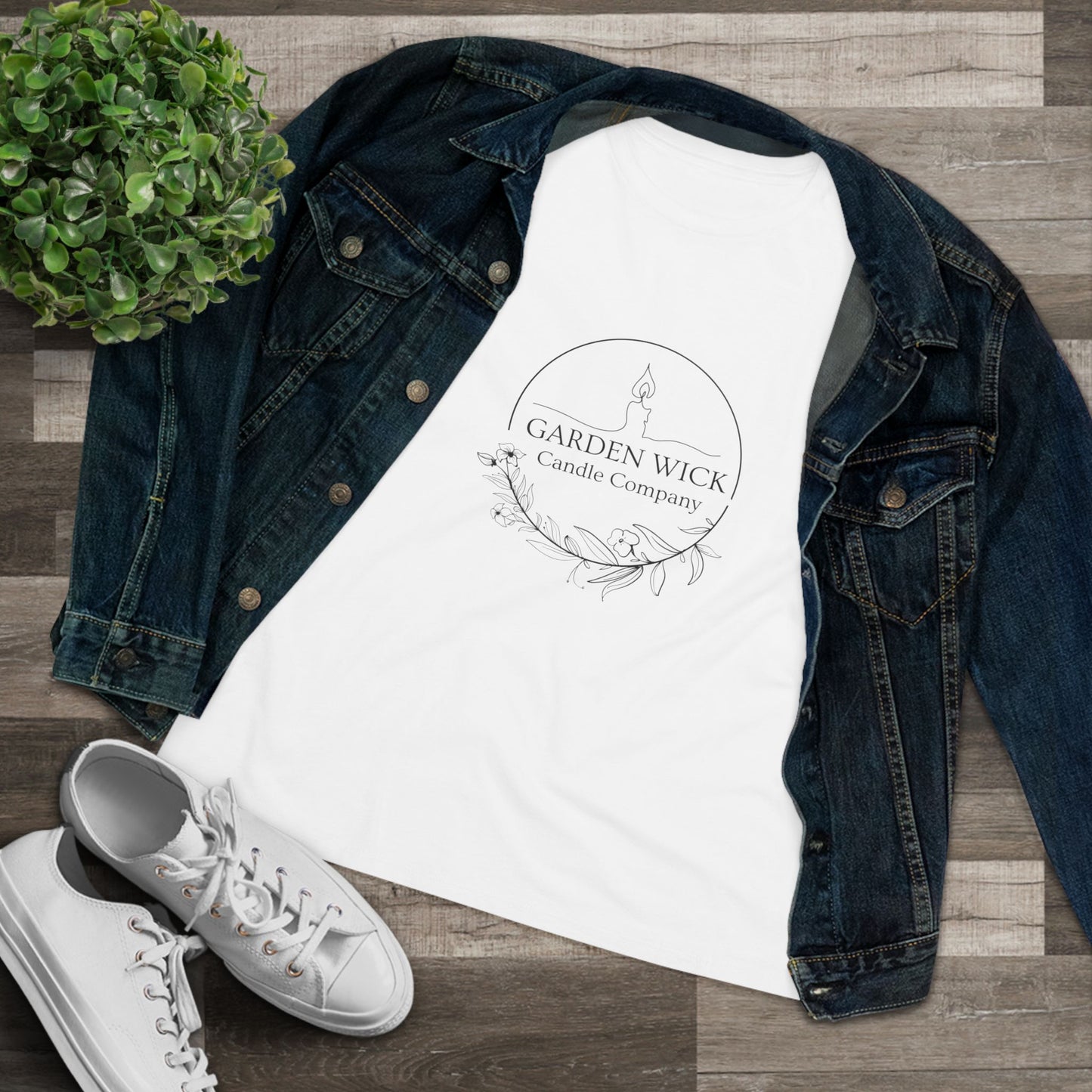 Women's Cotton Tee- Garden Wick "Hot Girls Buy Candles" (Black Lettering)