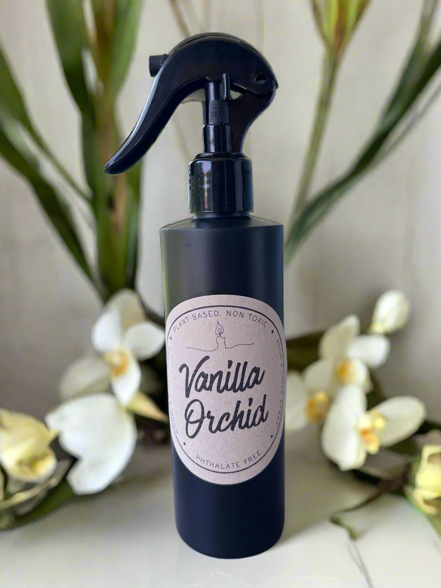 Vanilla Orchid 8oz room and linen spray with creamy vanilla, jasmine, sandalwood, and musk fragrance from Garden Wick