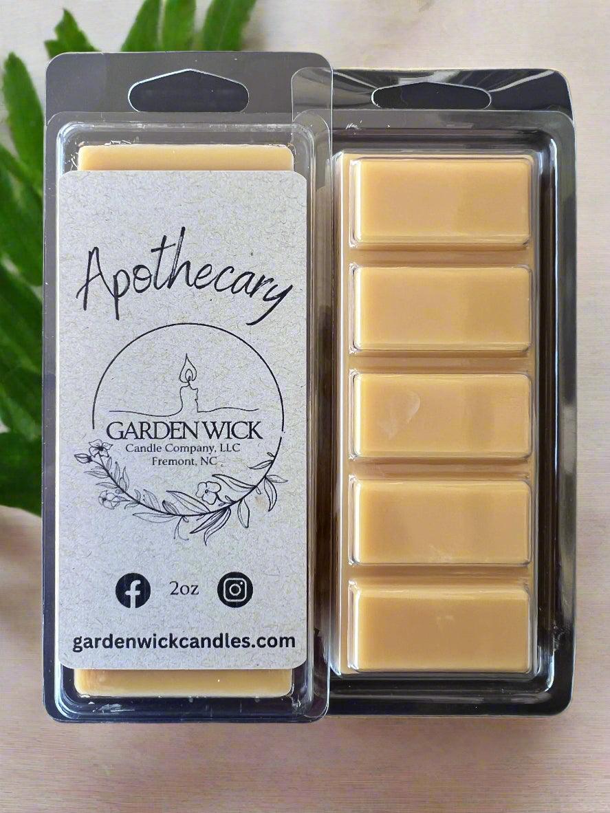 Apothecary hand-poured wax melt with warm herbal and earthy fragrance from Garden Wick
