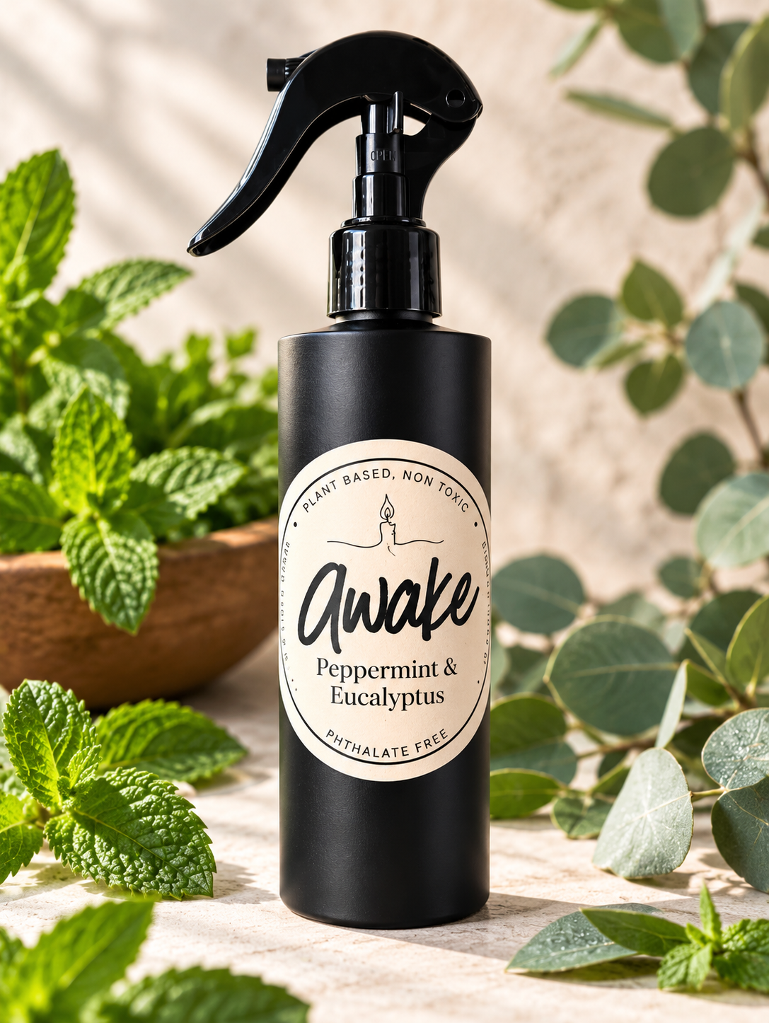 Awake Peppermint Eucalyptus 8oz room and linen spray with refreshing peppermint and eucalyptus fragrance from Garden Wick