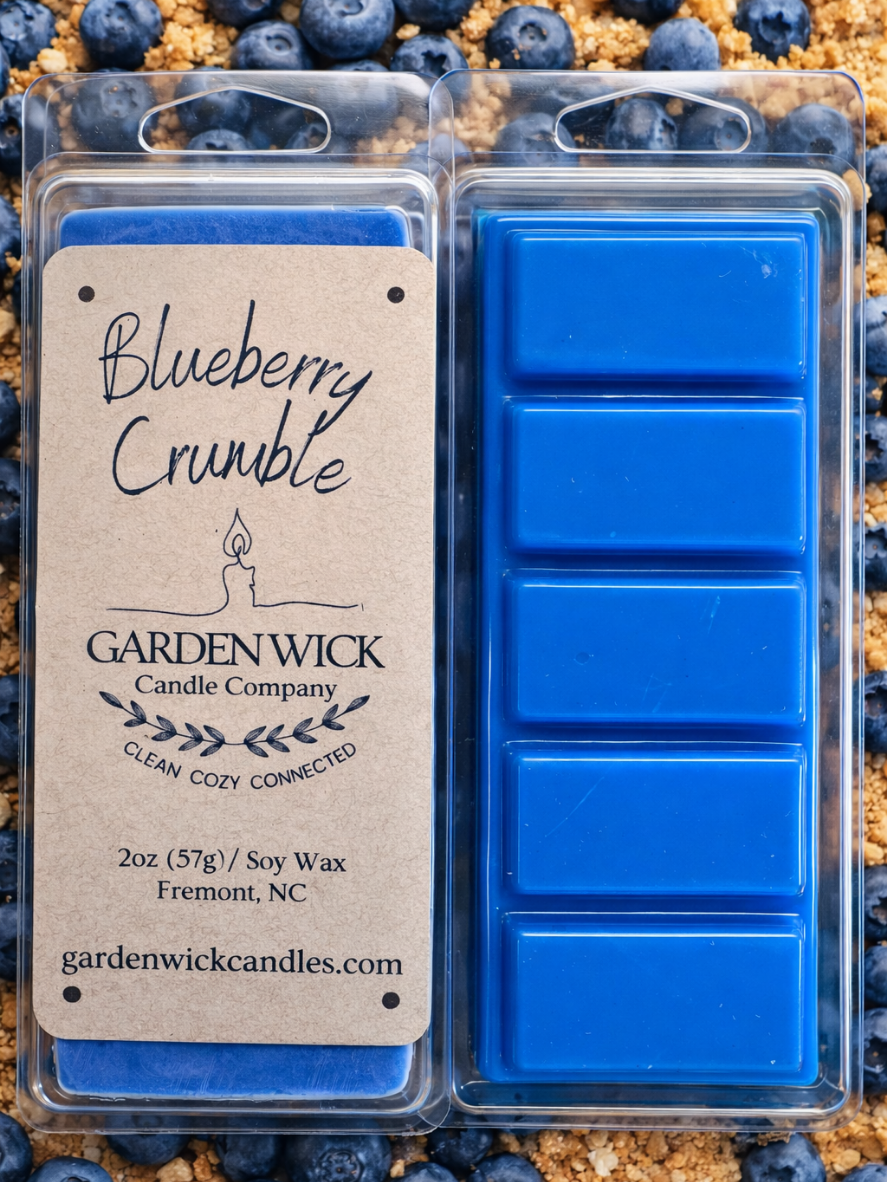 blueberry crumble wax melt bars-sweet blueberry, graham cracker, vanilla dessert fragrance by Garden Wick Candle Company