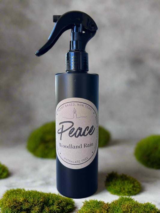 Peace Woodland Rain 8oz room and linen spray with fresh ozone, bergamot, and juniper fragrance from Garden Wick