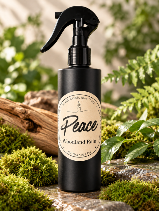 Peace Woodland Rain 8oz room and linen spray with fresh ozone, bergamot, and juniper fragrance from Garden Wick